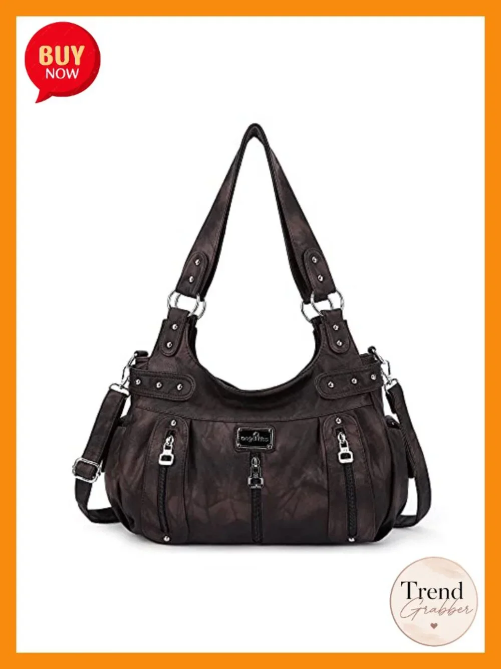 Washed Faux Leather Hobo Satchel Crossbody Shoulder Bag Tote Purse